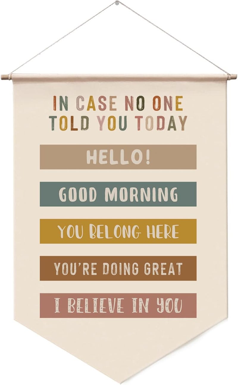 WCDHOR In Case No One Told You Today Wall Hanging, Boho Wall Decor, Classroom Hanging Banners, Teacher Gift, Classroom Wall Hanging, Positive Inspirational, Classroom Positivity Quote - Image 1
